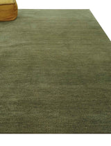 Custom Made Hand Knotted Blue and Brown Stripes Design Contemporary Area Rug