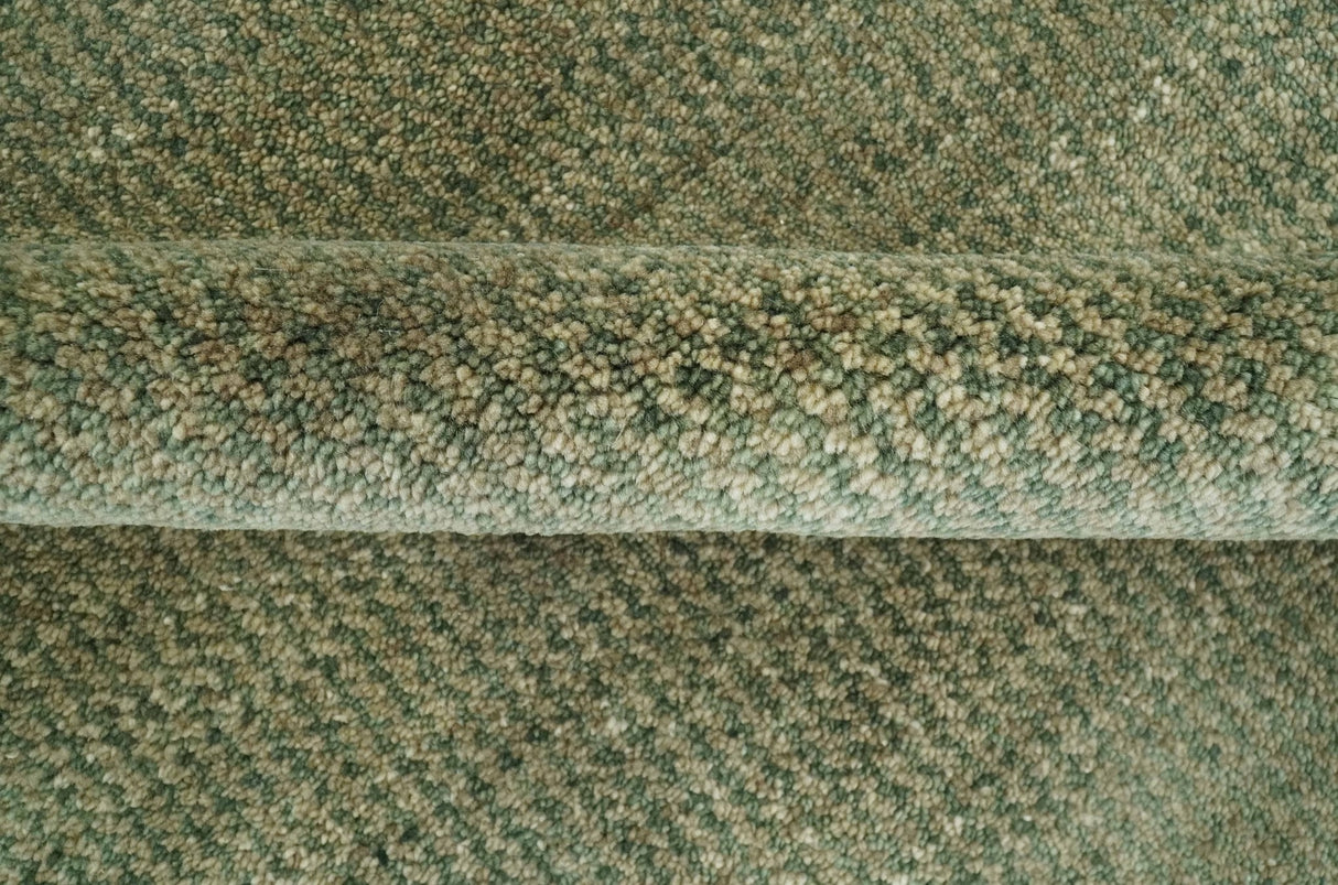 Custom Made Hand Knotted Blue and Brown Stripes Design Contemporary Area Rug