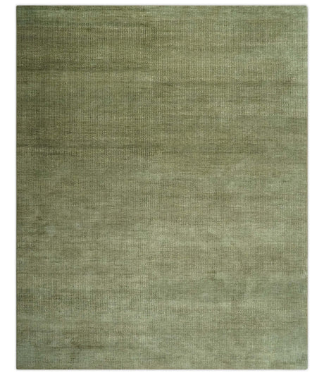 Custom Made Hand Knotted Blue and Brown Stripes Design Contemporary Area Rug
