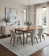 Custom Made Hand Knotted Blue, Ivory, Camel and Gray Traditional Heriz wool rug