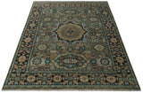 Custom Made Hand Knotted Brown, Black and Silver Traditional Wool Rug