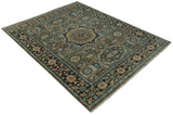 Custom Made Hand Knotted Brown, Black and Silver Traditional Wool Rug