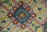 Custom Made Hand Knotted Camel and Charcoal Traditional Heriz Wool Rug