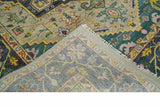 Custom Made Hand Knotted Camel and Charcoal Traditional Heriz Wool Rug