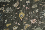 Custom Made Hand Knotted Dark Gray and Beige Traditional Wool Rug