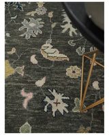 Custom Made Hand Knotted Dark Gray and Beige Traditional Wool Rug