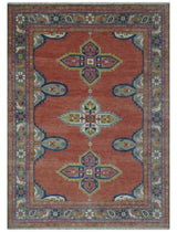 Custom Made Hand Knotted Dark Peach and Silver Traditional Wool Rug