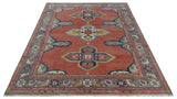 Custom Made Hand Knotted Dark Peach and Silver Traditional Wool Rug