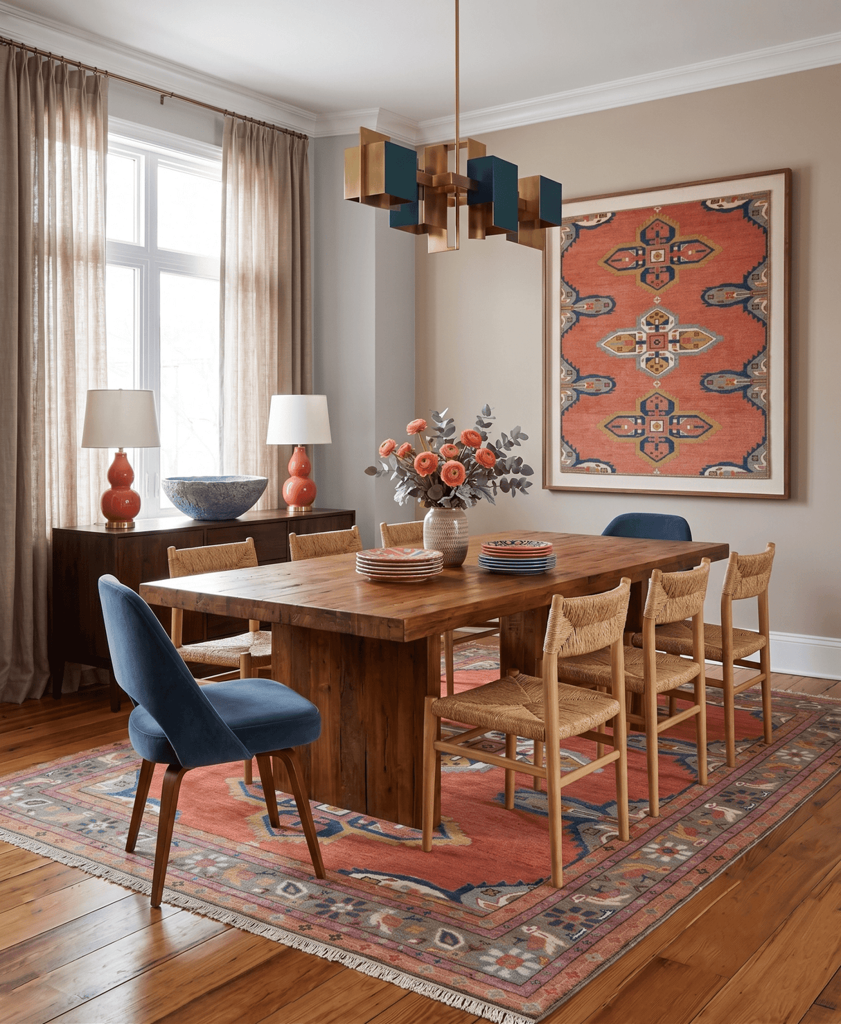 Custom Made Hand Knotted Dark Peach and Silver Traditional Wool Rug