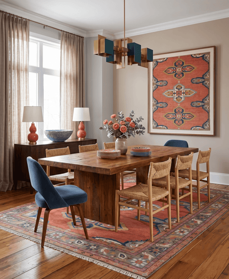 Custom Made Hand Knotted Dark Peach and Silver Traditional Wool Rug