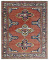 Custom Made Hand Knotted Dark Peach and Silver Traditional Wool Rug