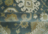 Custom Made Hand Knotted Dark Teal, Ivory and Beige Traditional Multi Size Oushak Wool Rug