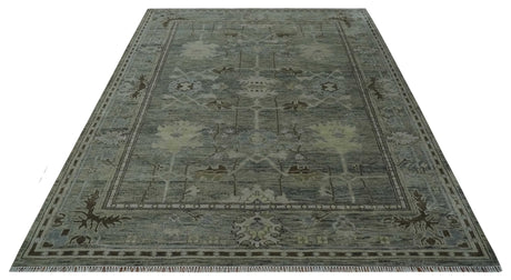 Custom Made Hand Knotted Gray and Brown Oriental Oushak Multi Size Traditional Wool Areaa Rug