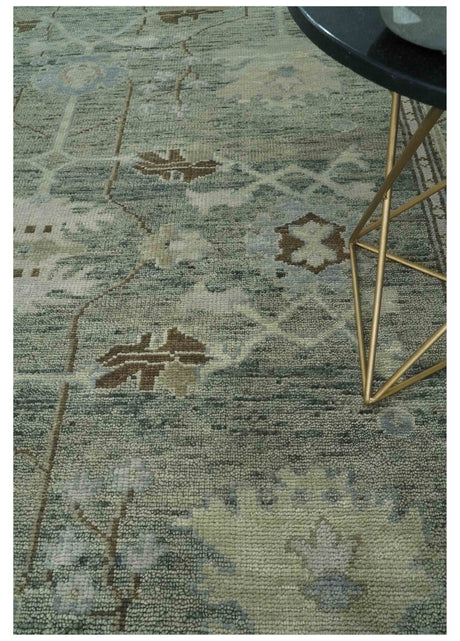 Custom Made Hand Knotted Gray and Brown Oriental Oushak Multi Size Traditional Wool Areaa Rug