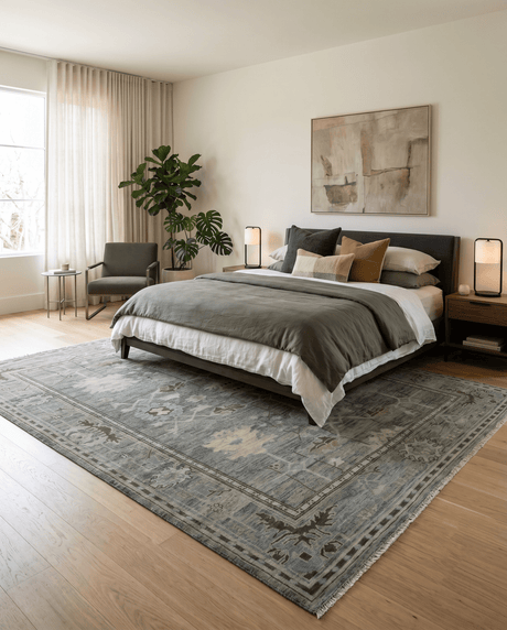 Custom Made Hand Knotted Gray and Brown Oriental Oushak Multi Size Traditional Wool Areaa Rug