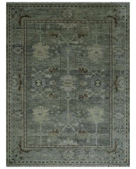 Custom Made Hand Knotted Gray and Brown Oriental Oushak Multi Size Traditional Wool Areaa Rug