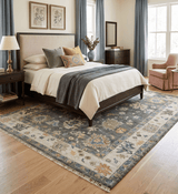 Custom Made Hand Knotted Green and Ivory Traditional Oushak Wool Rug