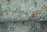 Custom Made Hand Knotted Ivory and Blue Traditional Turkish Afghan Wool Rug