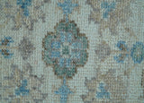 Custom Made Hand Knotted Ivory and Blue Traditional Turkish Afghan Wool Rug