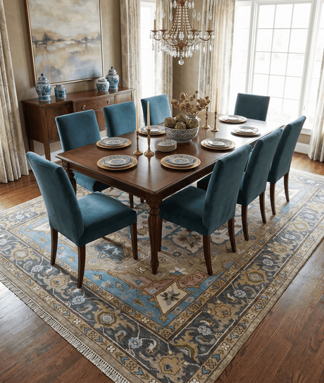 Custom Made Hand Knotted Ivory and Camel Traditional Heriz Wool Rug