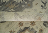 Custom Made Hand Knotted Ivory and Charcoal Medallion Pattern Wool Area Rug