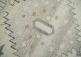 Custom Made Hand Knotted Ivory and Charcoal Traditional Tribal Natural Wool Area Rug, Kids, Living Room and Bedroom Rug