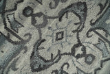 Custom Made Hand Knotted Ivory and Charcoal Traditional Wool Area Rug