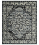 Custom Made Hand Knotted Ivory and Charcoal Traditional Wool Area Rug