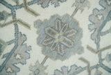 Custom Made Hand Knotted Ivory and Silver Oriental Oushak Multi Size Traditional Wool Area Rug, Living Room and Bedroom Rug