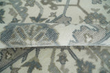 Custom Made Hand Knotted Ivory and Silver Oriental Oushak Multi Size Traditional Wool Area Rug, Living Room and Bedroom Rug