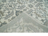 Custom Made Hand Knotted Ivory and Silver Oriental Oushak Multi Size Traditional Wool Area Rug, Living Room and Bedroom Rug