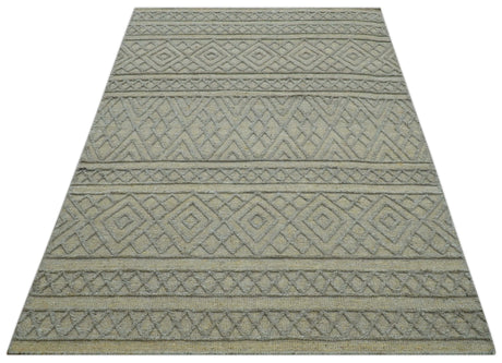 Custom Made Hand Knotted Modern Contemporary Gray Wool Area Rug