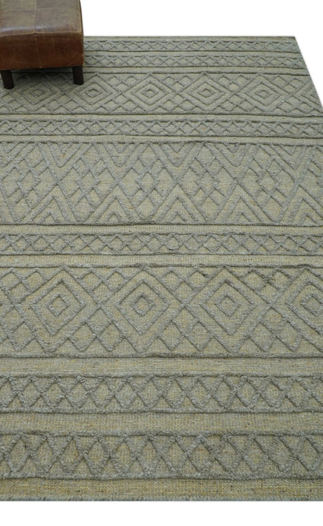 Custom Made Hand Knotted Modern Contemporary Gray Wool Area Rug