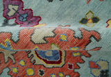 Custom Made Hand Knotted Modern Oushak Blue and Beige Wool Area Rug