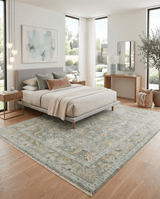 Custom Made Hand Knotted Moss Green Gray and Green Oriental Oushak Multi Size Traditional Wool Area Rug