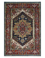 Custom Made Hand Knotted Multi Size Large Olive, Blue, Ivory and Rust Traditional Wool Rug
