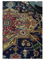 Custom Made Hand Knotted Multi Size Large Olive, Blue, Ivory and Rust Traditional Wool Rug
