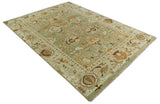 Custom Made Hand Knotted Olive and beige Traditional Style Antique Wool Rug