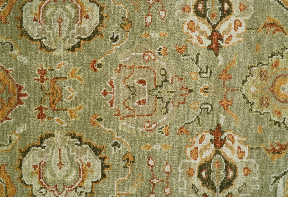 Custom Made Hand Knotted Olive and beige Traditional Style Antique Wool Rug