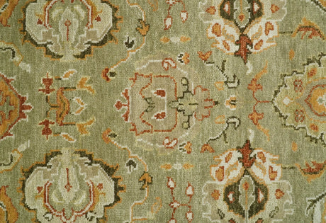 Custom Made Hand Knotted Olive and beige Traditional Style Antique Wool Rug
