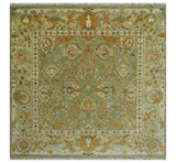 Custom Made Hand Knotted Olive and beige Traditional Style Antique Wool Rug