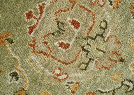 Custom Made Hand Knotted Olive and beige Traditional Style Antique Wool Rug