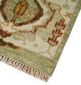 Custom Made Hand Knotted Olive and beige Traditional Style Antique Wool Rug