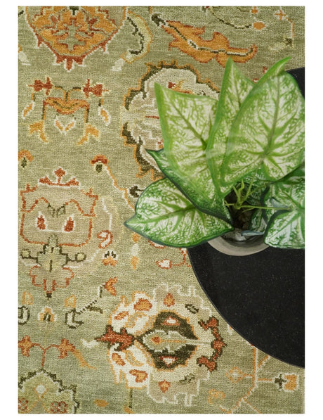 Custom Made Hand Knotted Olive and beige Traditional Style Antique Wool Rug