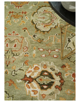 Custom Made Hand Knotted Olive and beige Traditional Style Antique Wool Rug