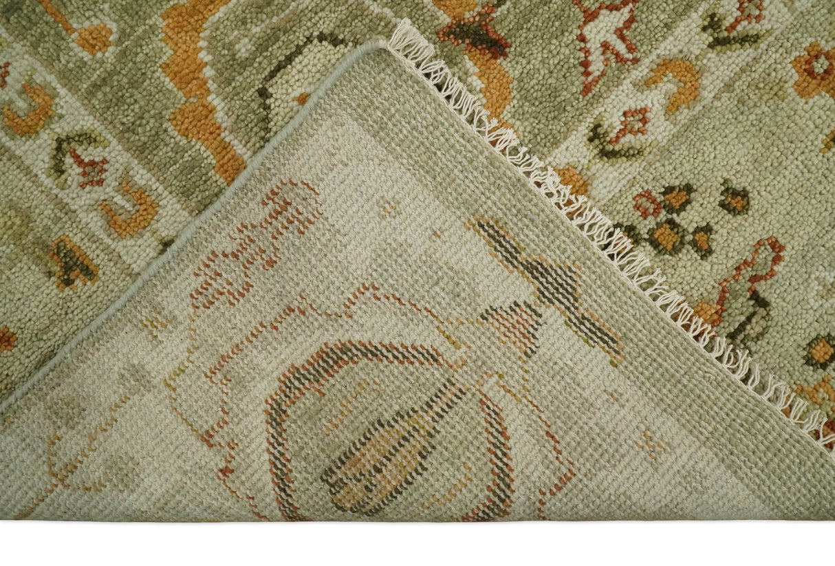 Custom Made Hand Knotted Olive and beige Traditional Style Antique Wool Rug