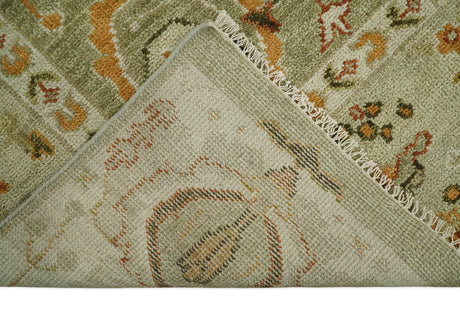Custom Made Hand Knotted Olive and beige Traditional Style Antique Wool Rug