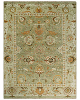 Custom Made Hand Knotted Olive and beige Traditional Style Antique Wool Rug