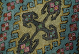 Custom Made Hand Knotted Red, Blue and Olive Traditional Antique Style Wool Rug