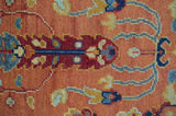 custom Made Hand Knotted Rust and Beige Traditional Turkish Knot Oushak Wool Rug